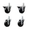 Service Caster 3.5'' Hard Rubber Wheel Swivel 7/8'' Square Stem Caster Set 2 Brakes, 4PK SCC-SQ20S3514-HRS-PLB-78-2-S-2 - alternate 1